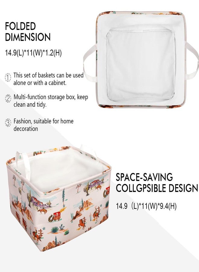 BBSET 3 Pcs Western Bull Boho Rectangle Storage Basket Collapsible Highland Cow Storage Bin for Nursery Toys Books Waterproof Baskets for Closet Shelves Bedroom Decor(Cow) - Image 3